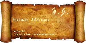 Heiman János névjegykártya